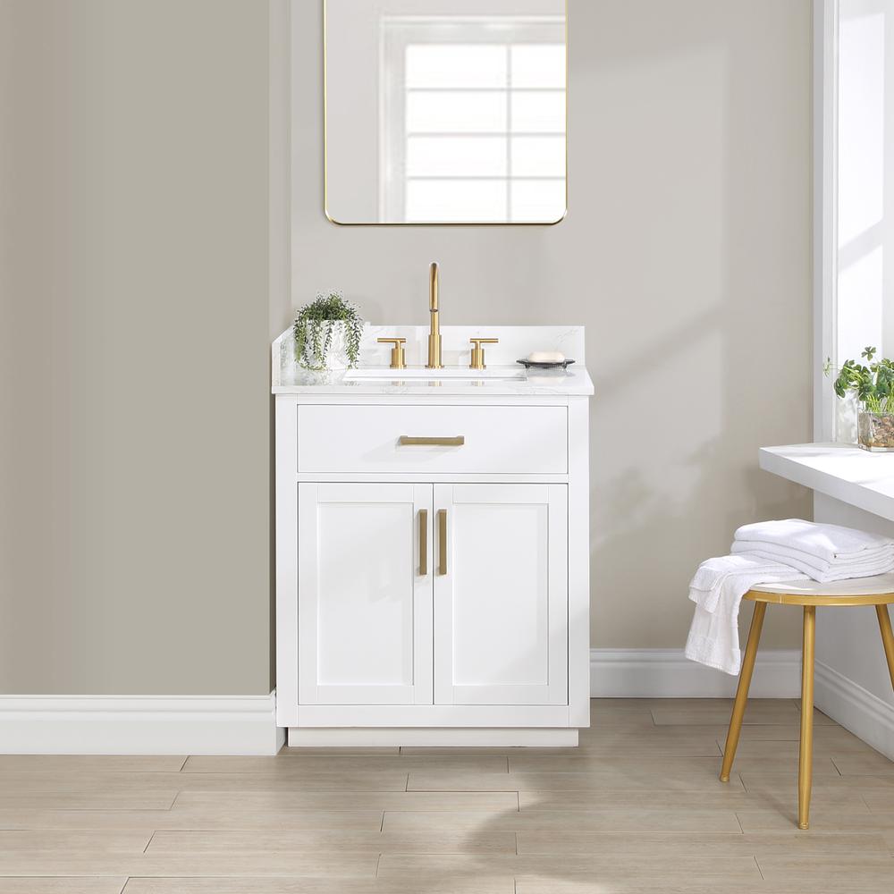 30" Single Bathroom Vanity in White without Mirror. Picture 6