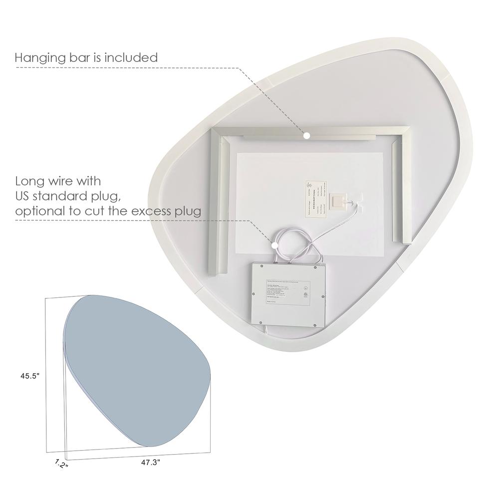 Rasso Novelty 47" Frameless Modern Bathroom/Vanity LED Lighted Wall Mirror. Picture 6