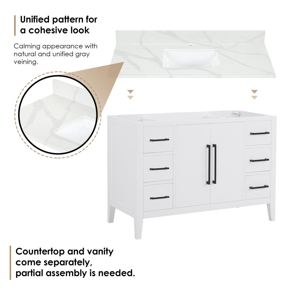 Single Bathroom Vanity in White with Countertop without Mirror. Picture 13