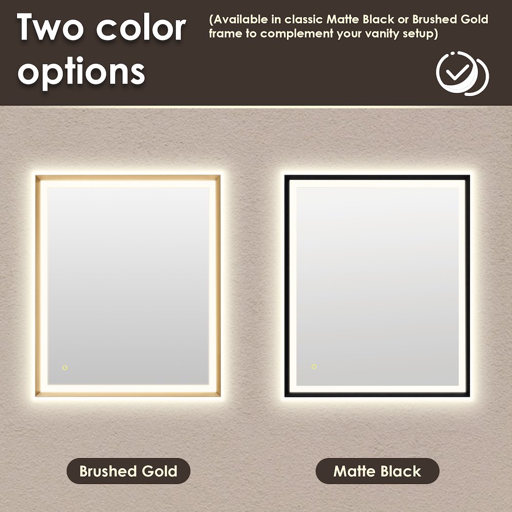 36"x30" Rectangular Wall Mirror in Brushed Gold Aluminum Framed. Picture 21