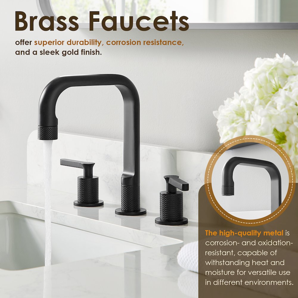8. in Widespread 2-Handle Bathroom Faucet in Matte Black. Picture 9