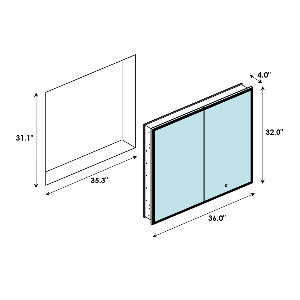 Frameless Surface-Mount/Recessed LED Lighted Bathroom Medicine Cabinet. Picture 12