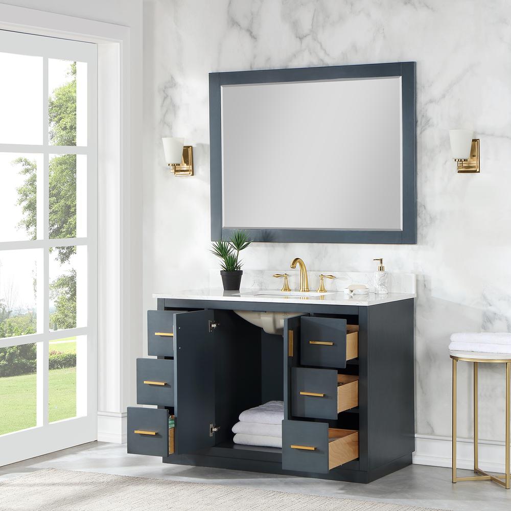 48" Single Bathroom Vanity Set in Classic Blue with Mirror. Picture 5