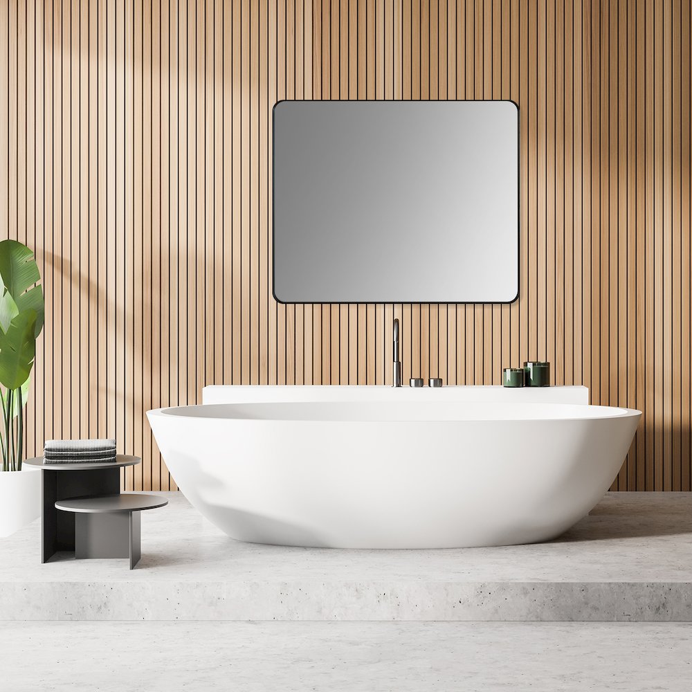 Nettuno 36" Rectangle Bathroom/Vanity Matt Black Aluminum Framed Wall Mirror. Picture 14
