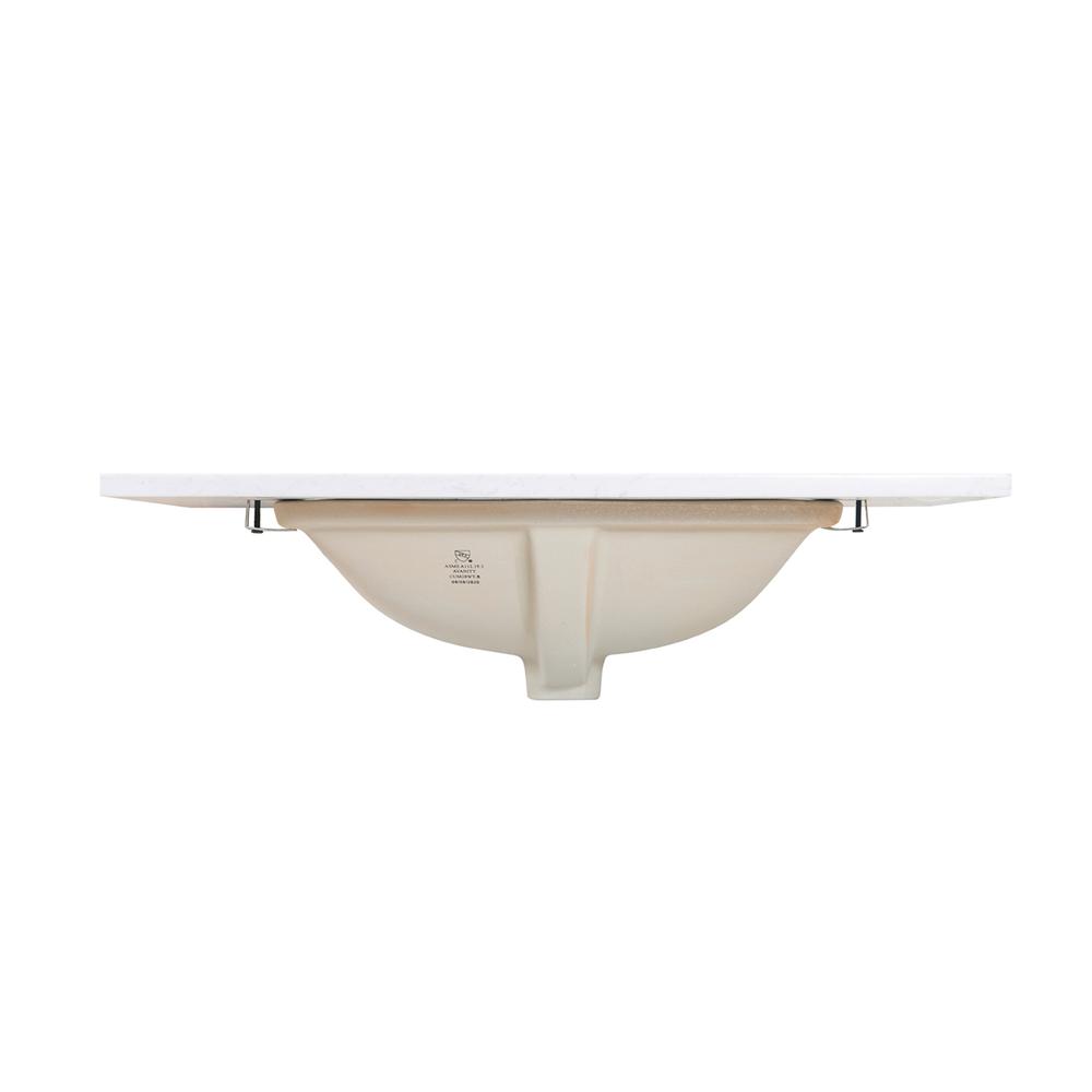 31 in. Composite Stone Vanity Top in Aosta White with White Sink. Picture 4