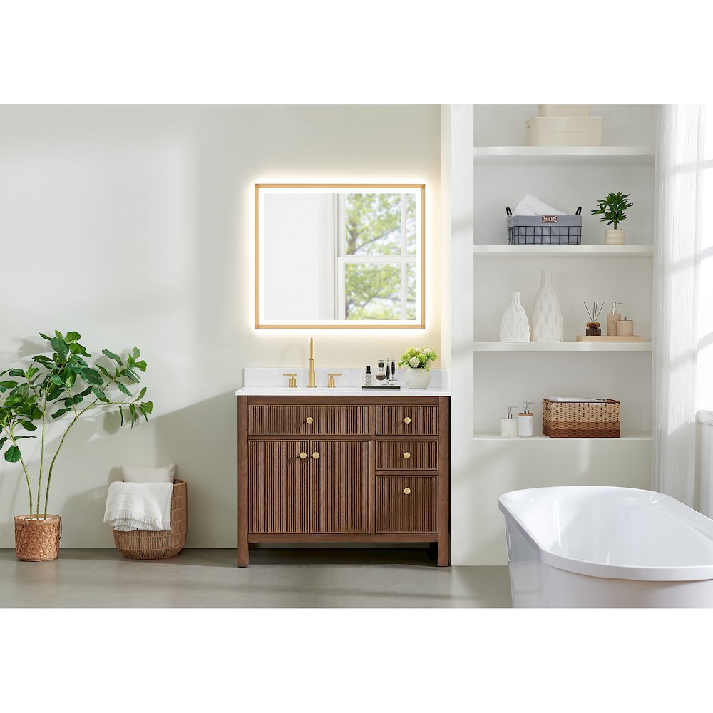 Cerrito 42" Single Bathroom Vanity in Brown Brushed Oak. Picture 15