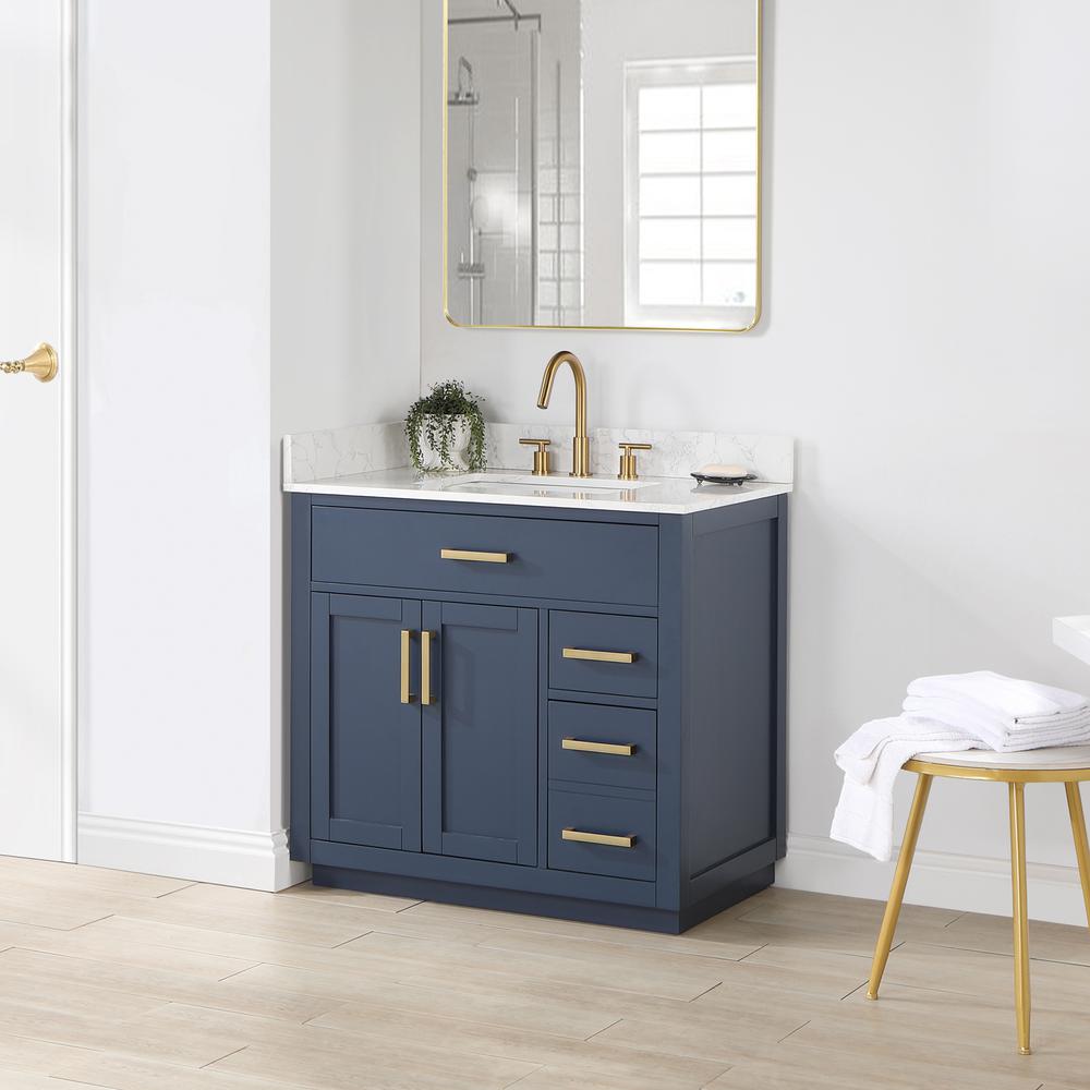 36" Single Bathroom Vanity in Royal Blue without Mirror. Picture 10