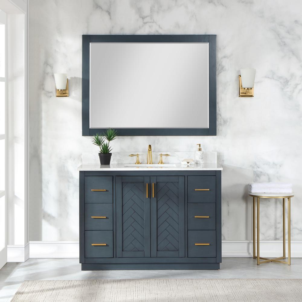 48" Single Bathroom Vanity Set in Classic Blue with Mirror. Picture 3