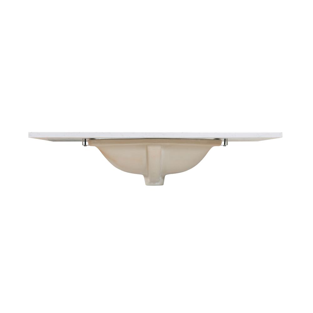 37 in. Composite Stone Vanity Top in Aosta White with White Sink. Picture 4