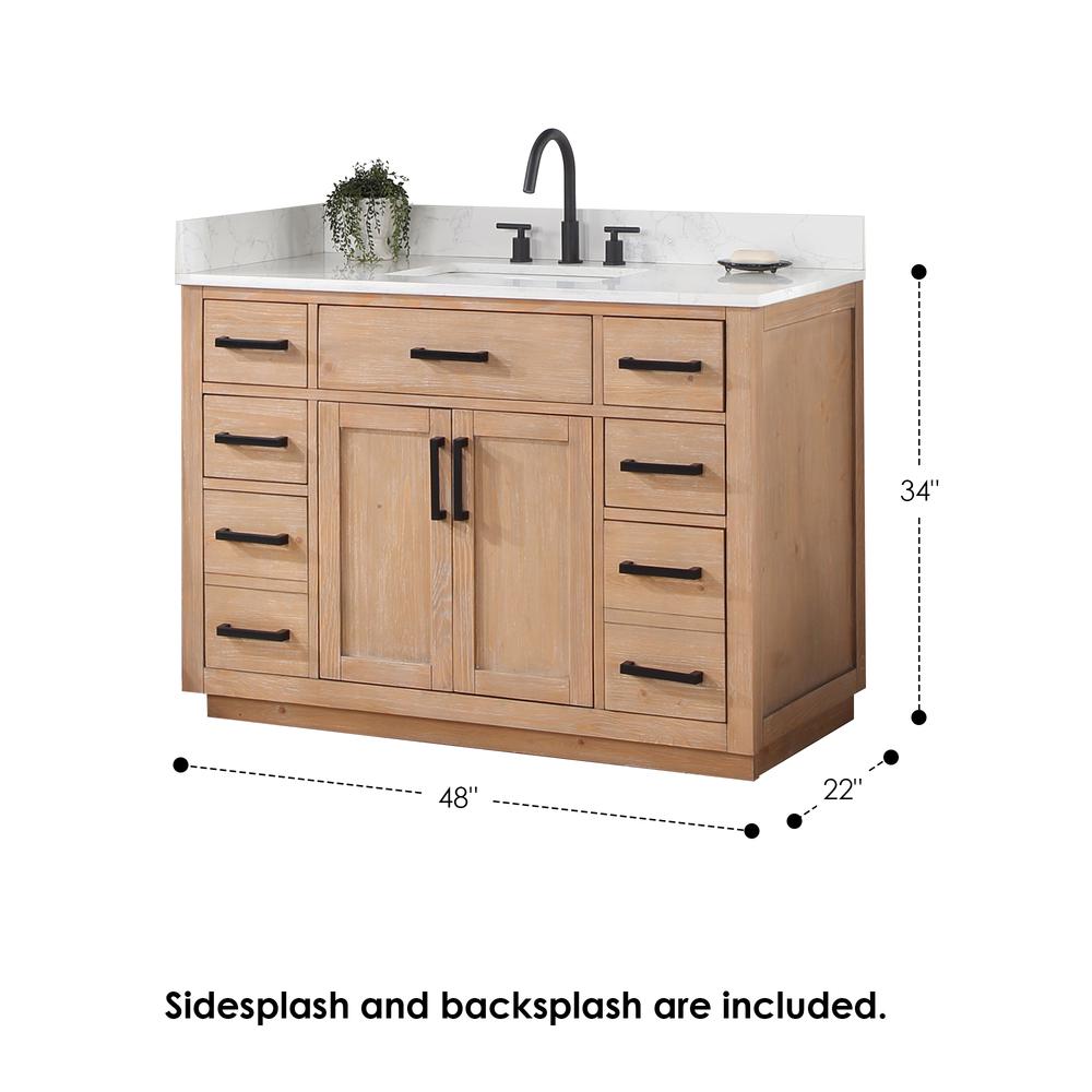 48" Single Bathroom Vanity in Light Brown with Mirror. Picture 2