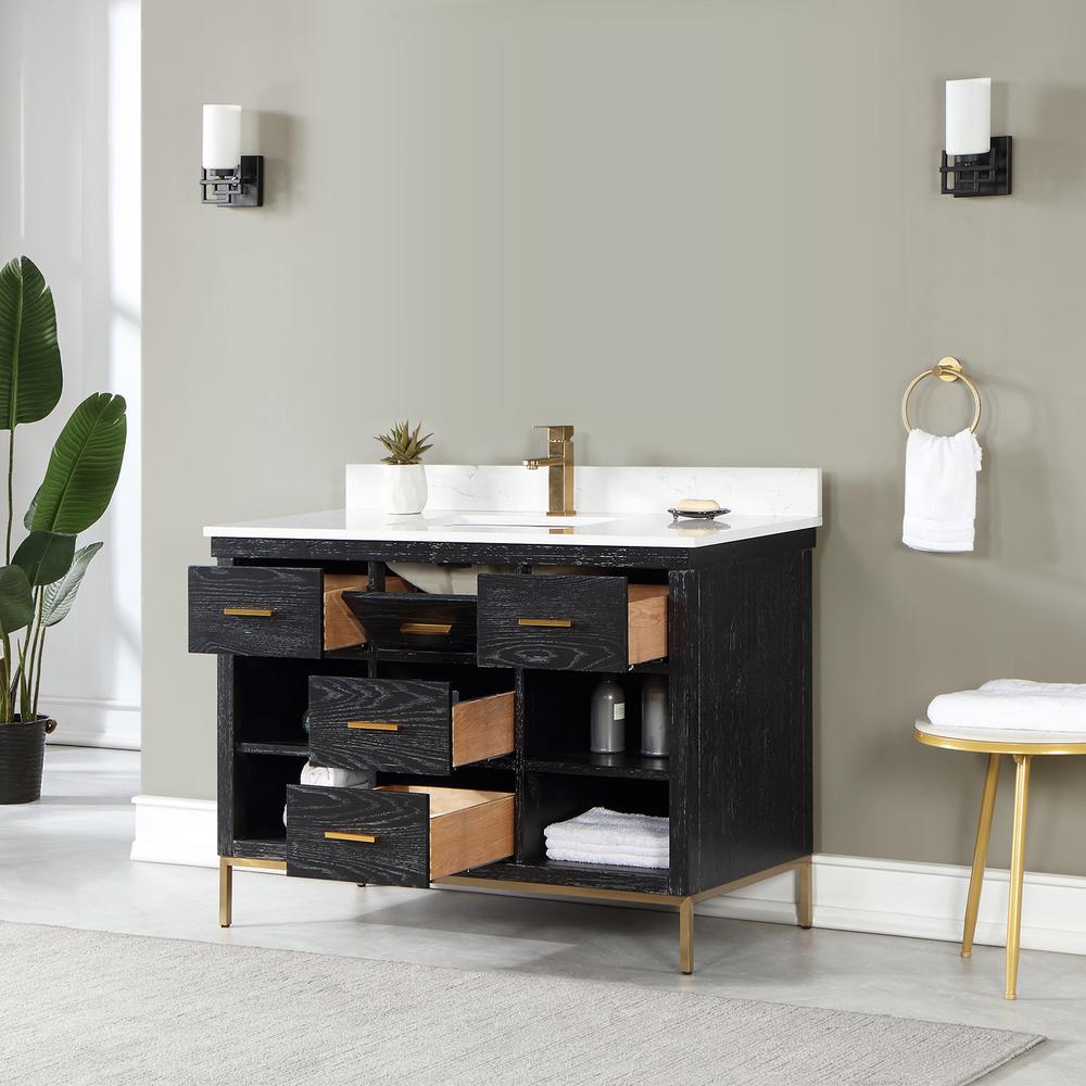 48" Single Bathroom Vanity Set in Black Oak without Mirror. Picture 5