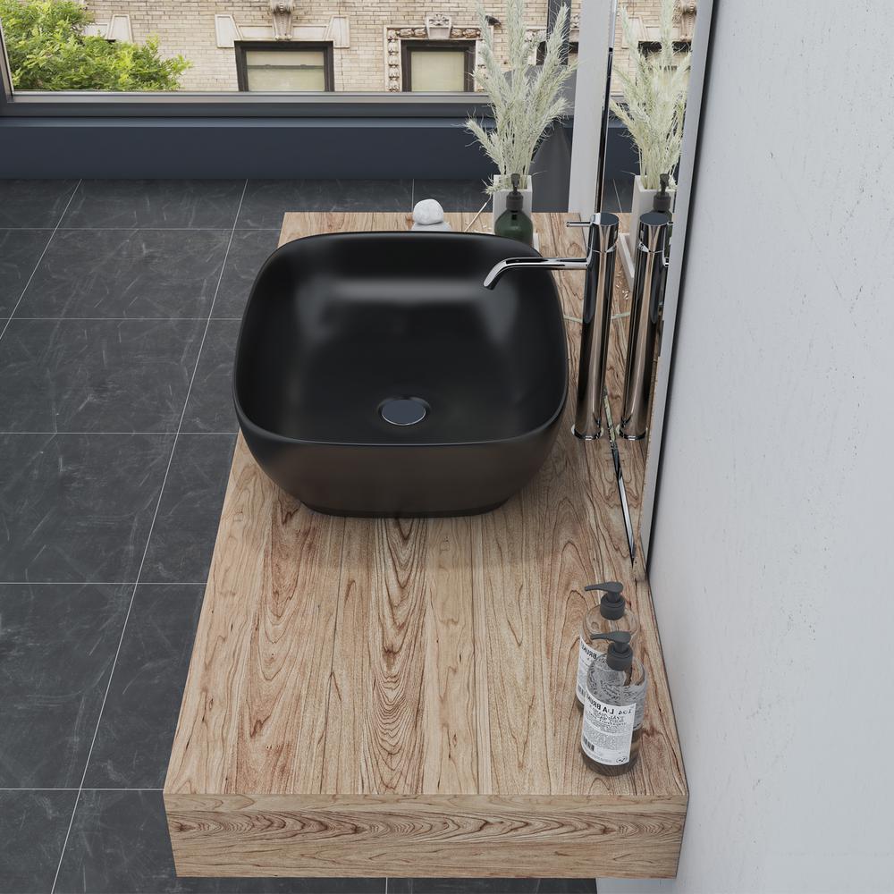 20 in. Oval Black
 Finish Ceramic Vessel Bathroom Vanity Sink. Picture 7