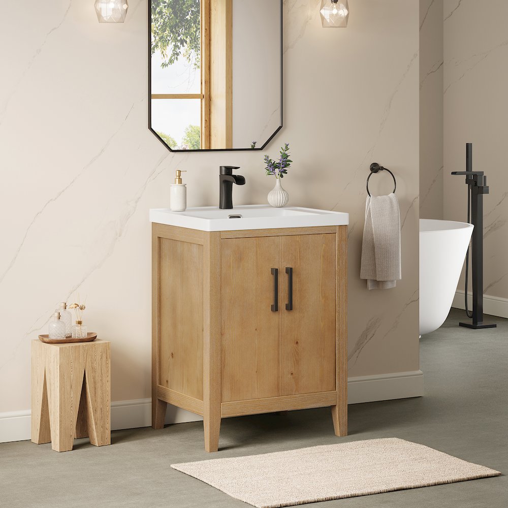 24" Single Bathroom Vanity in with White Ceramic Intergated Sink without Mirror. Picture 3