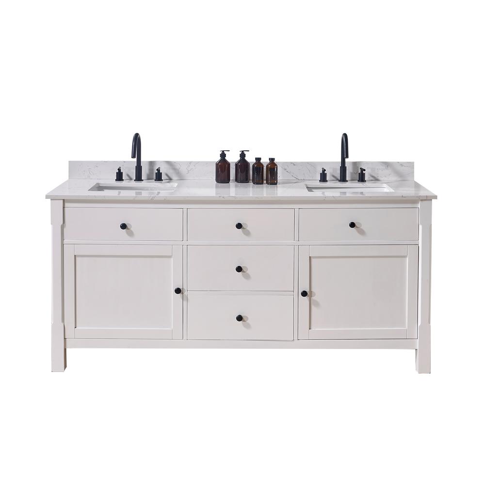 73. in Composite Stone Vanity Top in Aosta White with White Sink. Picture 4