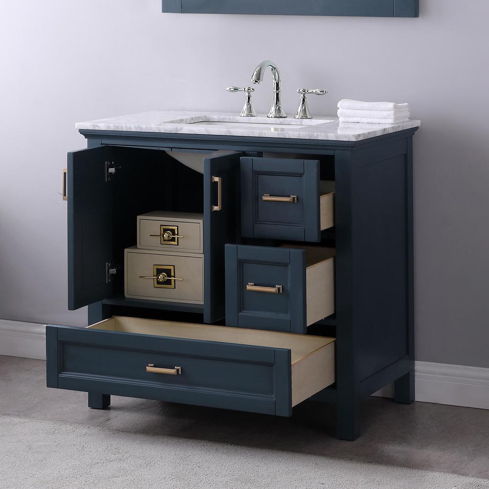 36" Single Bathroom Vanity Set in Classic Blue with Mirror. Picture 10