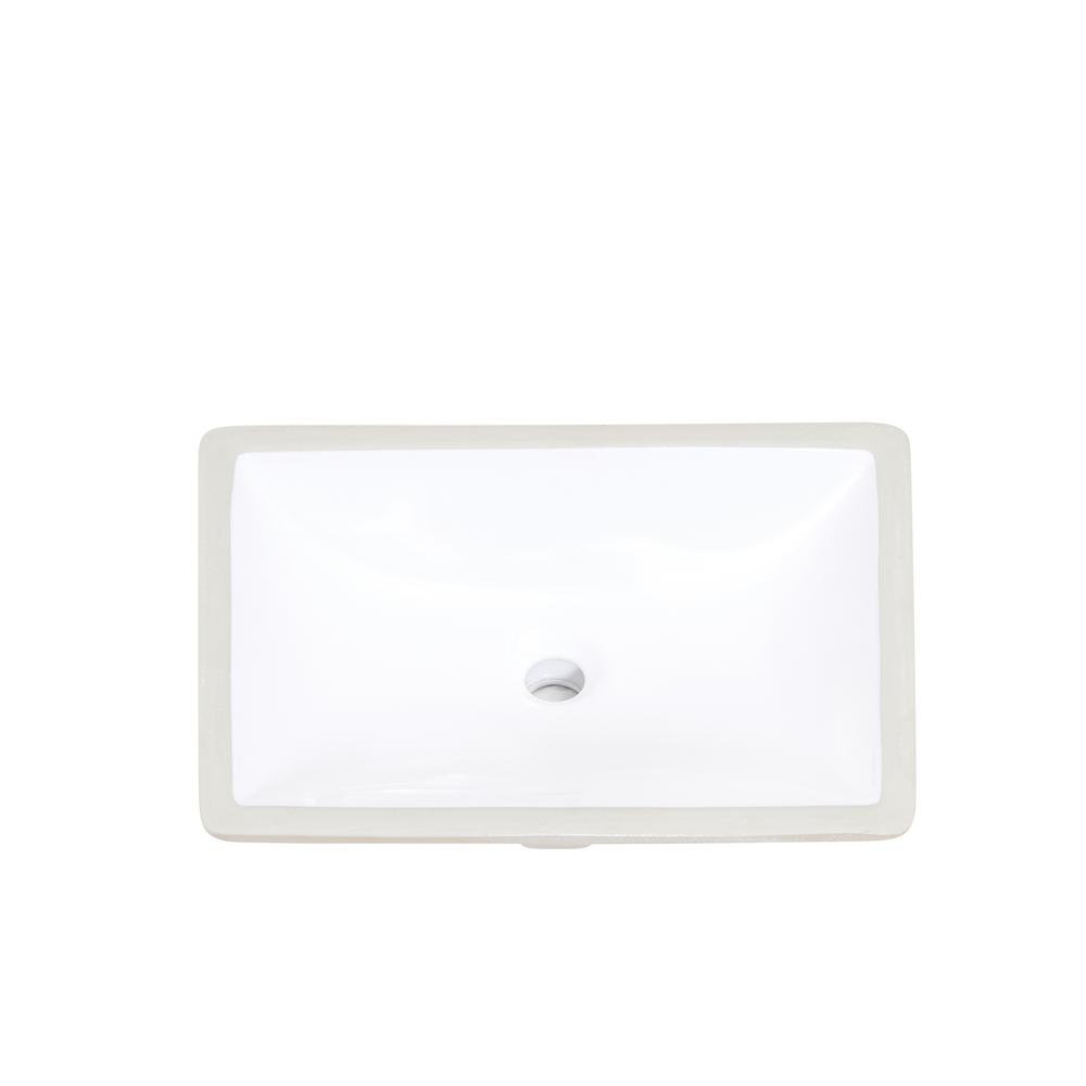 20 in. Retegular White Finish Ceramic Undermount Vanity Sink. Picture 5