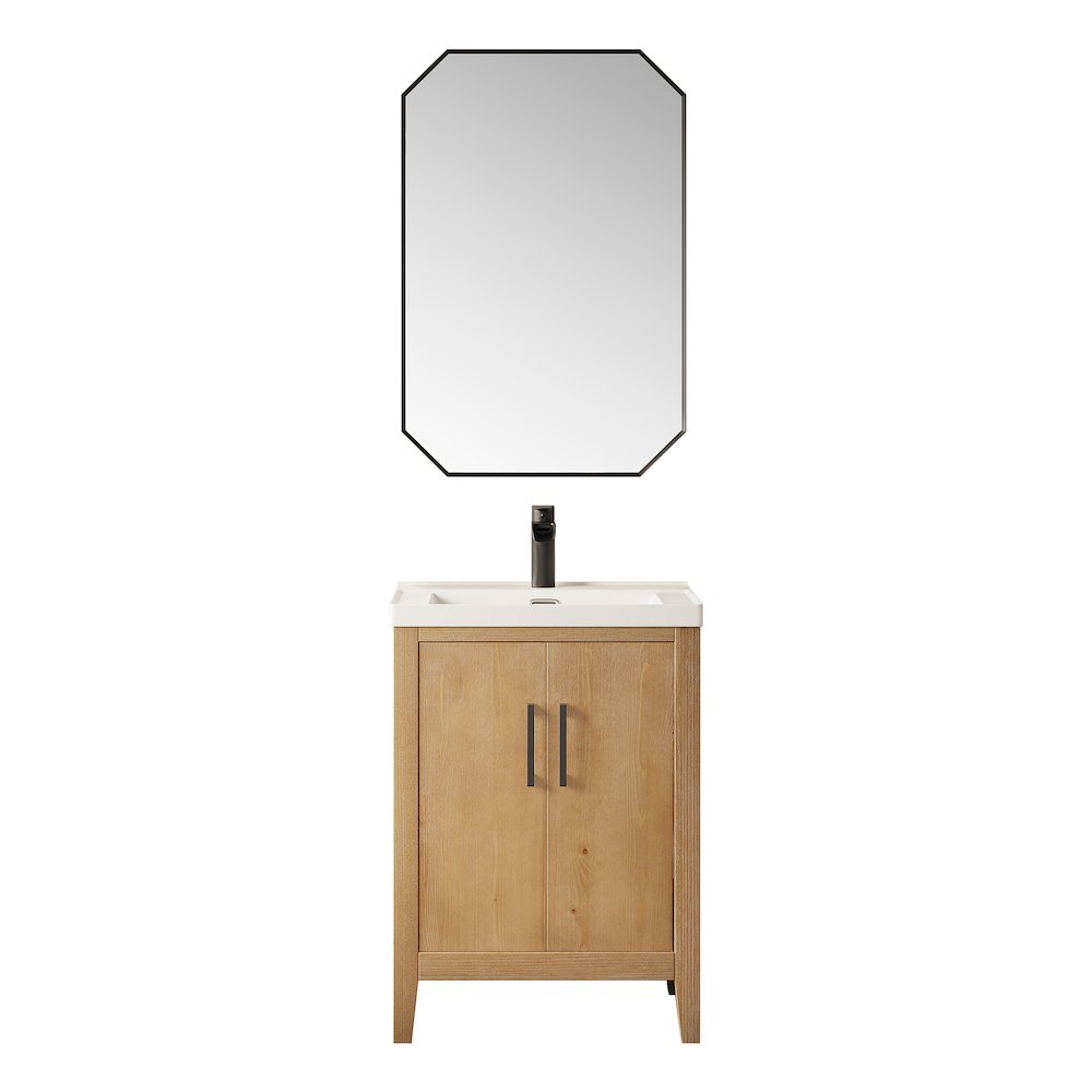 24" Single Bathroom Vanity in with White Ceramic Intergated Sink with Mirror. Picture 1