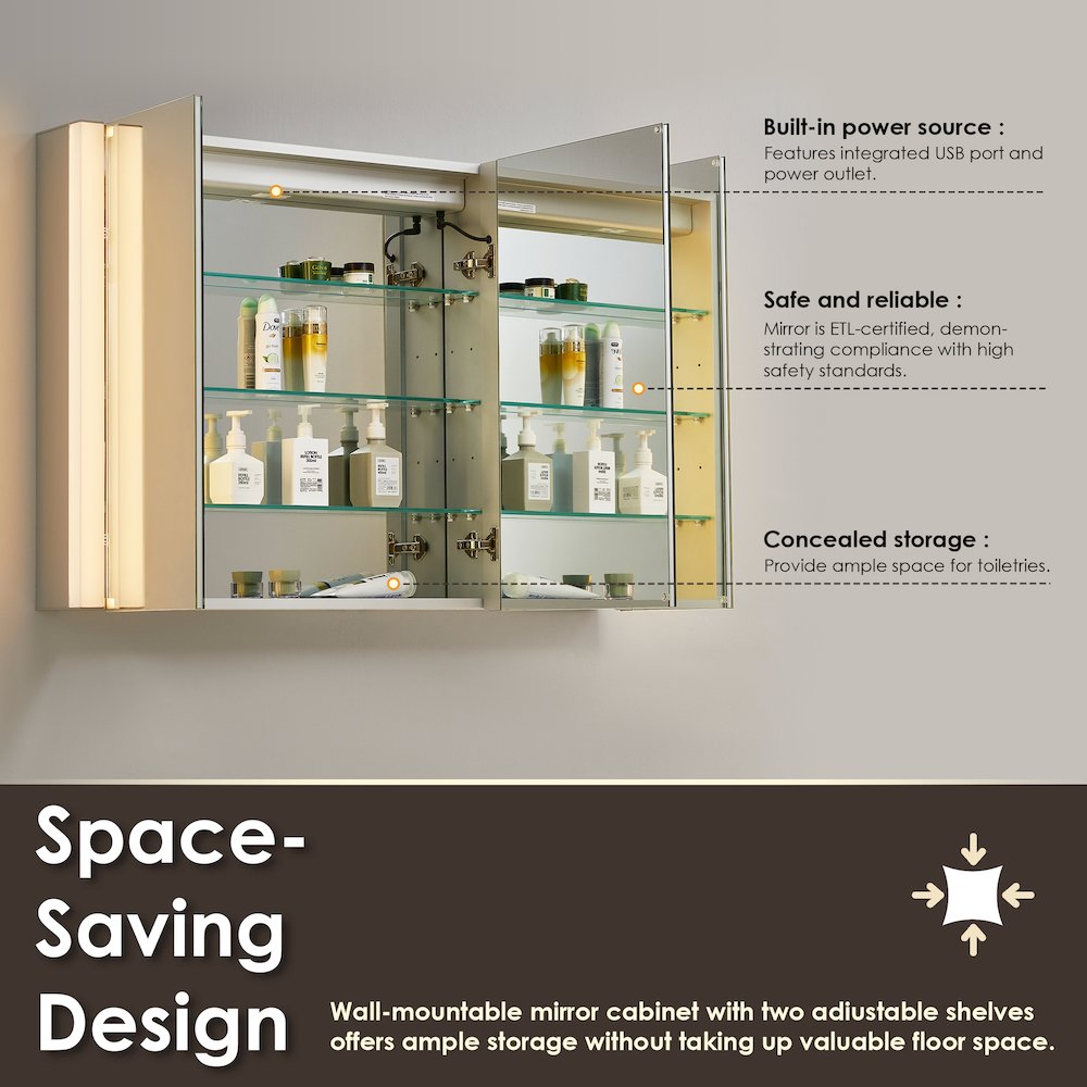 48"x32" Rectangular Bathroom Aluminum Mirror Medicine Cabinet. Picture 13