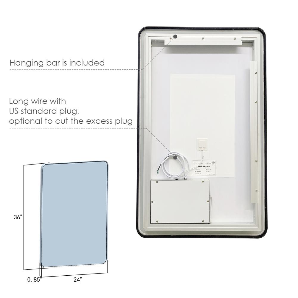 Framed in Matt Black Modern Bathroom/Vanity LED Lighted Wall Mirror. Picture 3