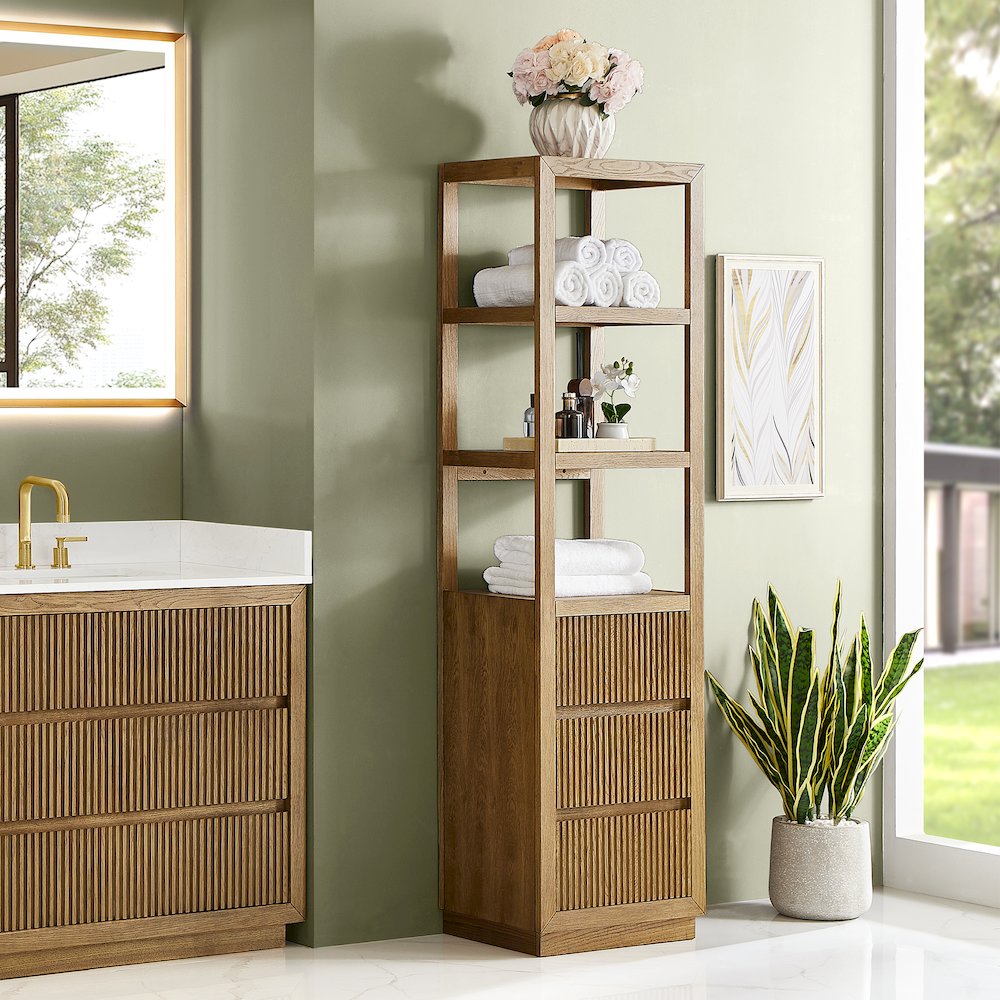Navan 20" Freestanding Linen Cabinet in Weathered Brown. Picture 13