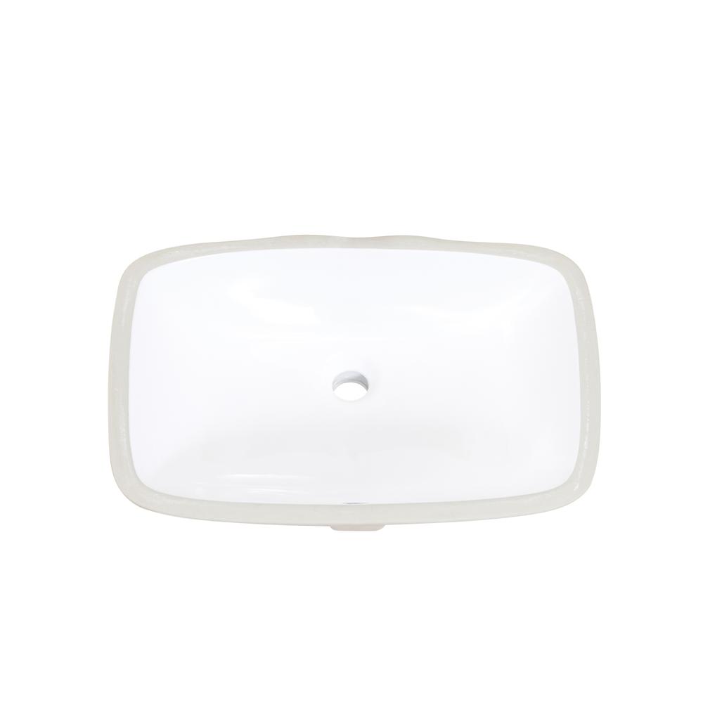 20 in. Retegular White Finish Ceramic Undermount Vanity Sink. Picture 3