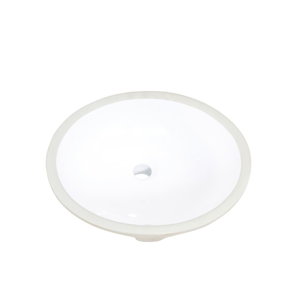 20 in. Oval White Finish Ceramic Undermount Vanity Sink. Picture 4