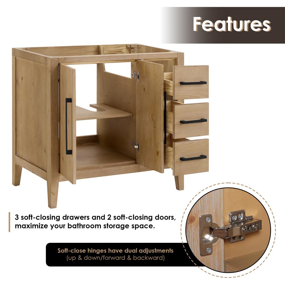 Single Bathroom Vanity in Weathered Fir with Stone Countertop with Mirror. Picture 6
