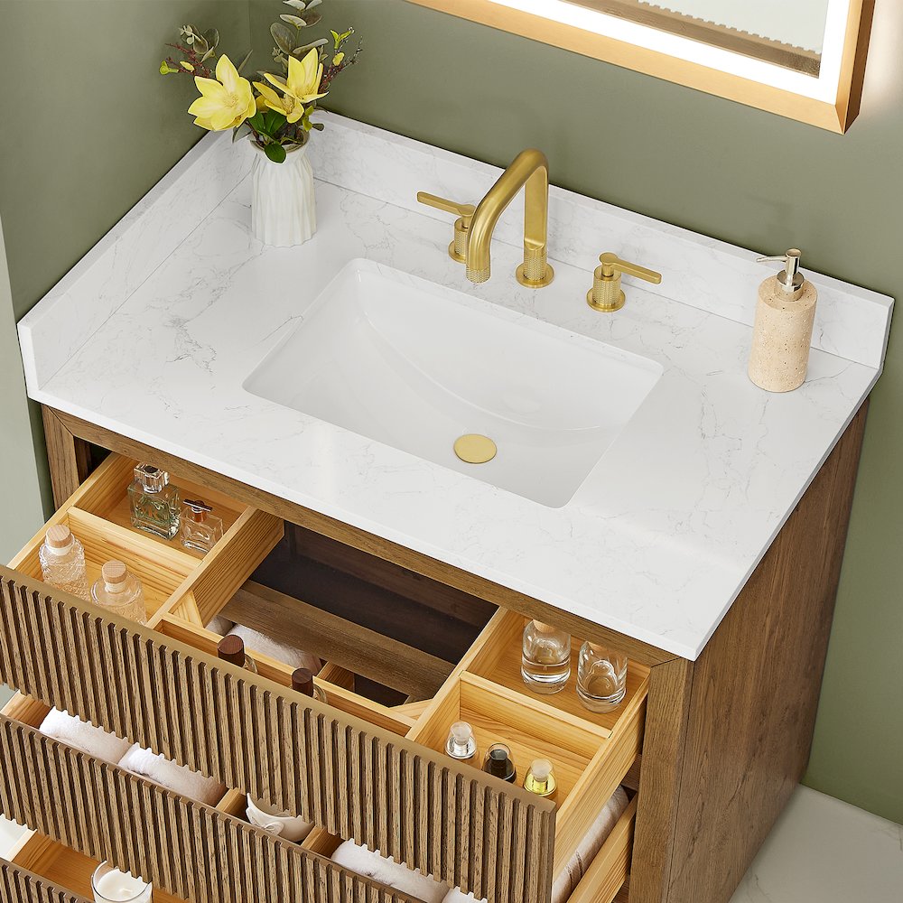 Navan 36" Single Bathroom Vanity in Weathered Brown. Picture 5