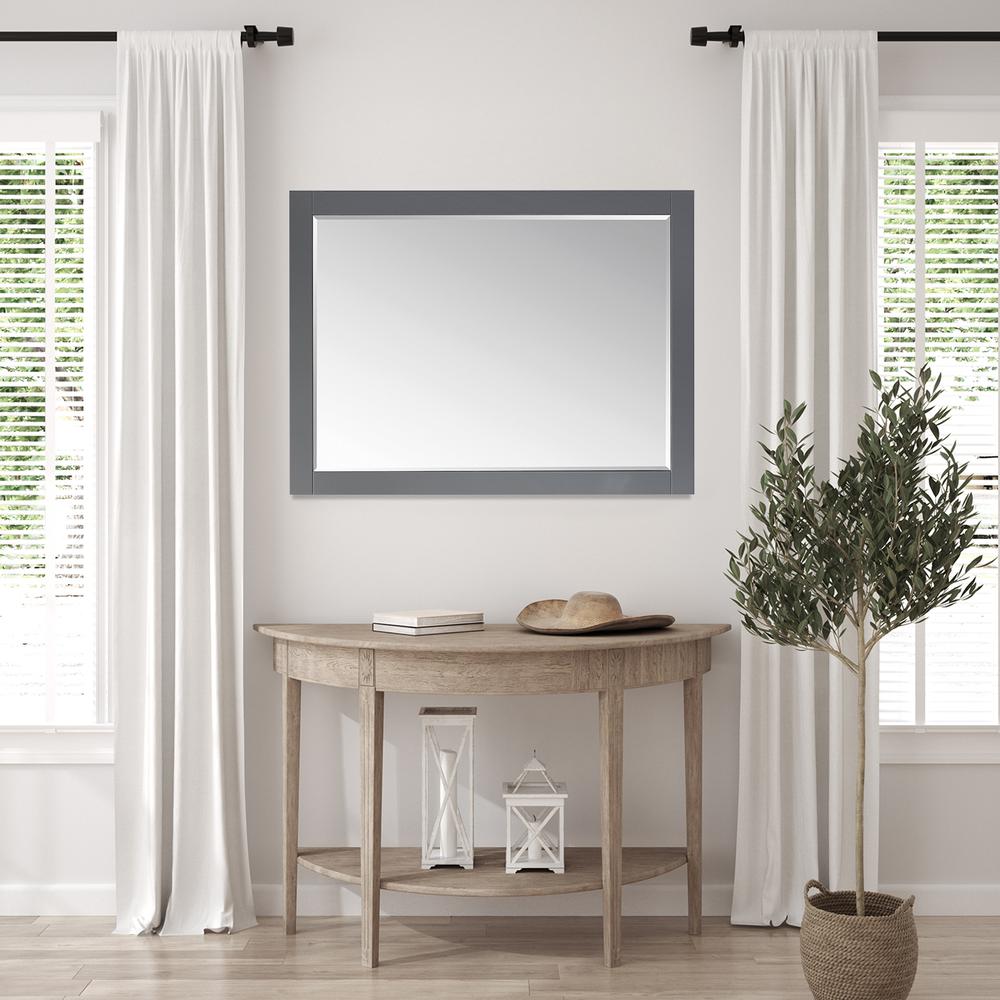 48" Rectangular Bathroom Wood Framed Wall Mirror in Gray. Picture 7