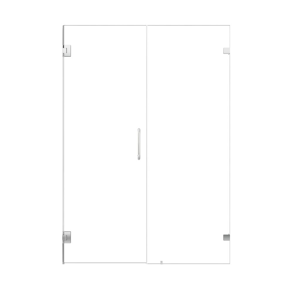 Frameless Hinged Shower Door in Polished Chrome with Clear Glass. Picture 1