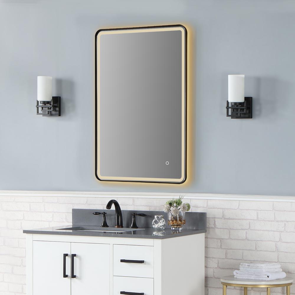 Framed in Matt Black Modern Bathroom/Vanity LED Lighted Wall Mirror. Picture 9