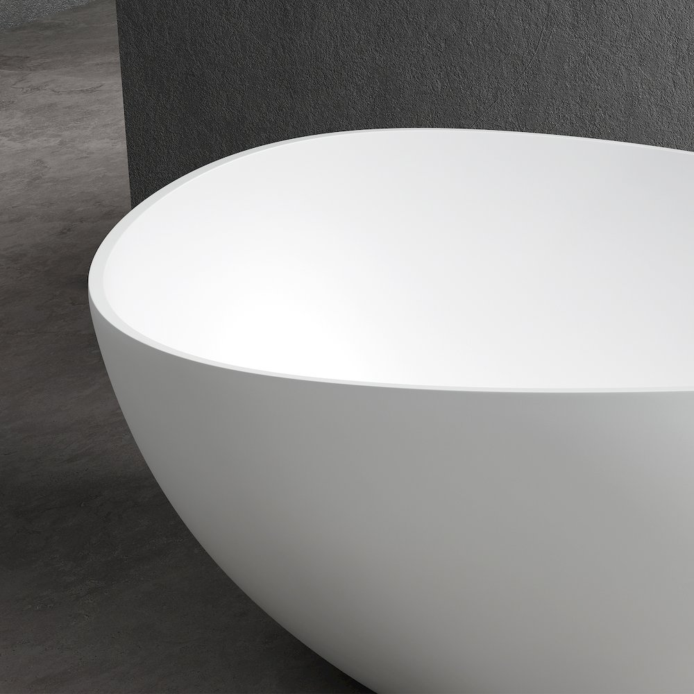 63" x 39" Solid Surface Soaking Bathtub and Integrated Overflow. Picture 9
