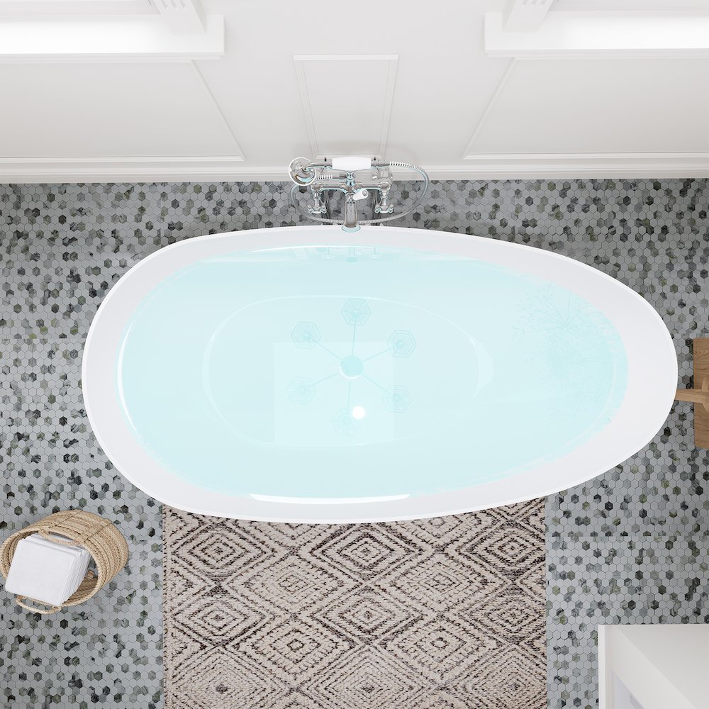 67" x 34" Solid Surface Soaking Bathtub and Integrated Overflow. Picture 9