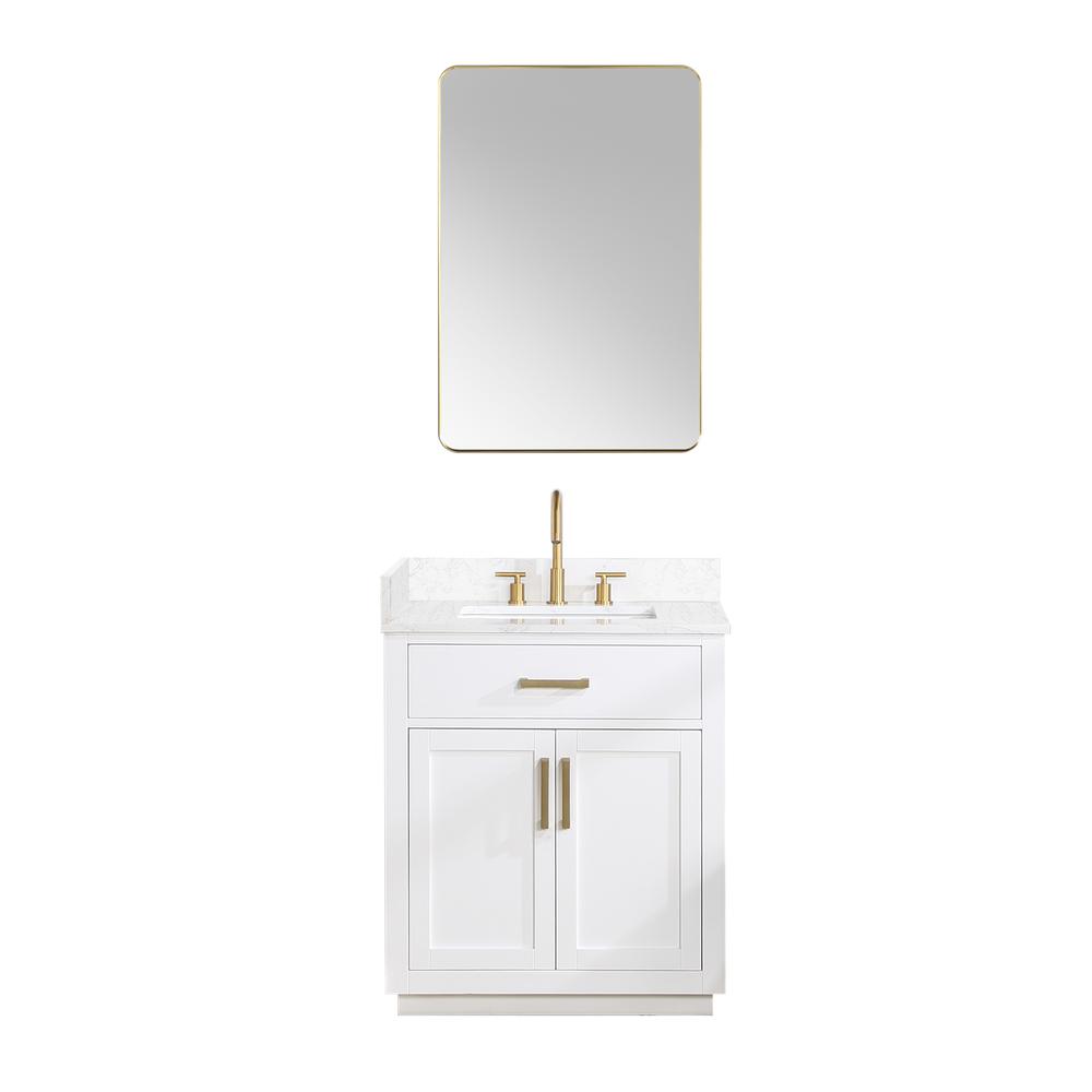 30" Single Bathroom Vanity in White with Mirror. Picture 1
