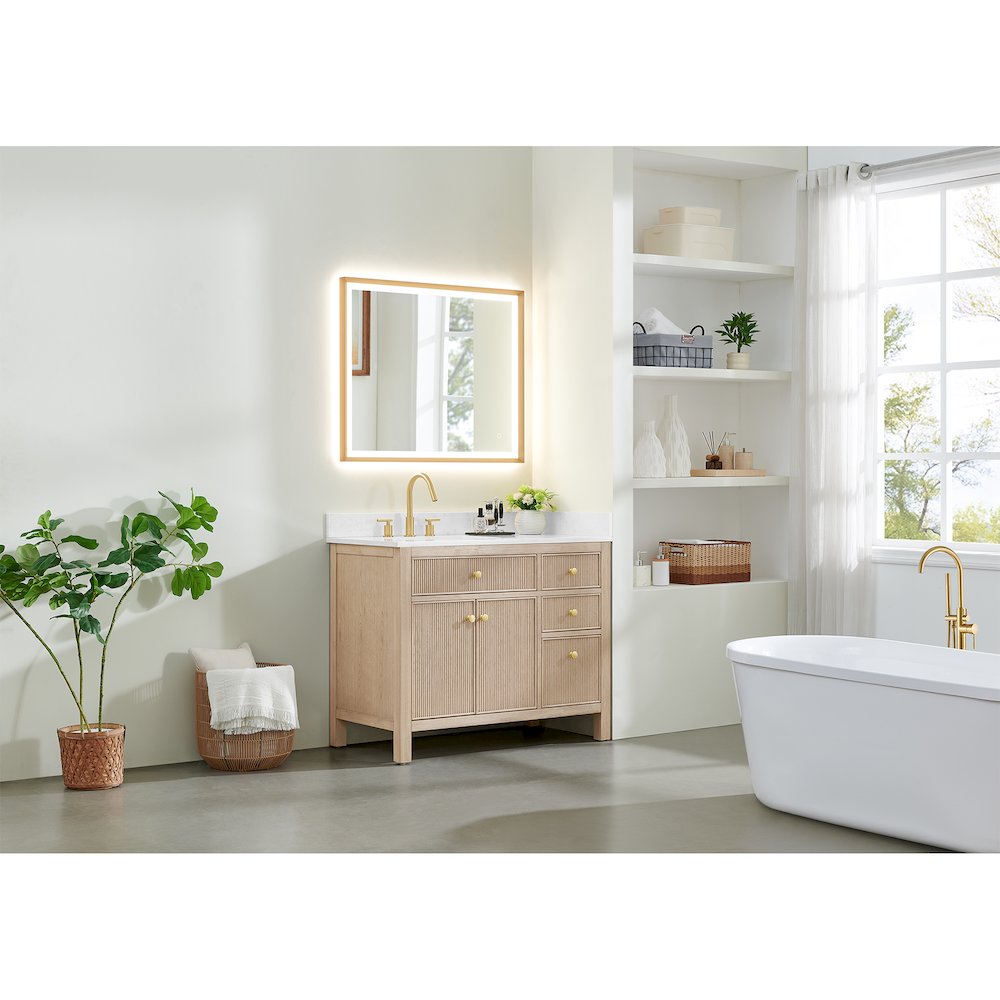 Cerrito 42" Single Bathroom Vanity in Natural Oak. Picture 16