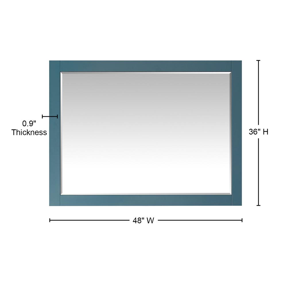 48" Rectangular Bathroom Wood Framed Wall Mirror in Royal Green. Picture 8