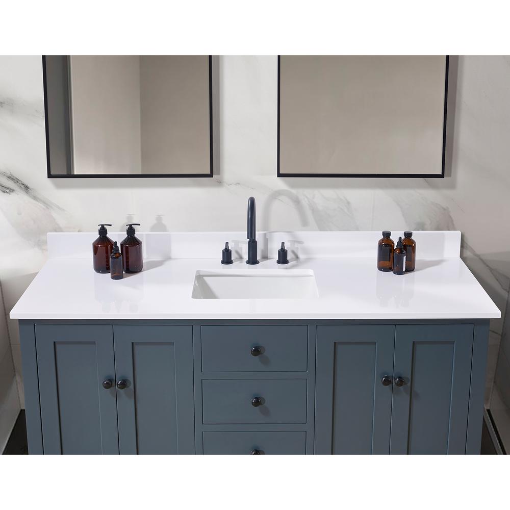 61. in Composite Stone Vanity Top in Snow White with Single White Sink. Picture 6