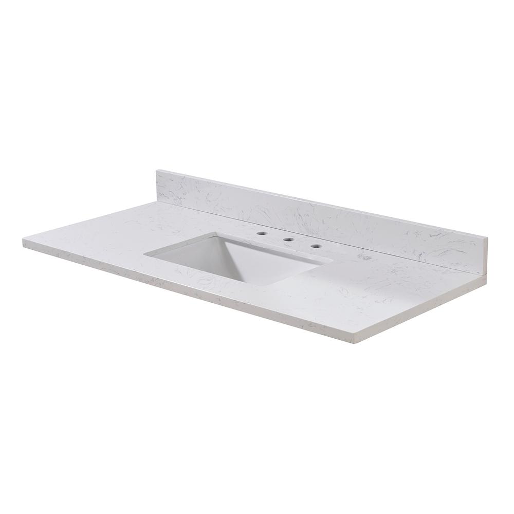 49. in Composite Stone Vanity Top in Aosta White with White Sink. Picture 2