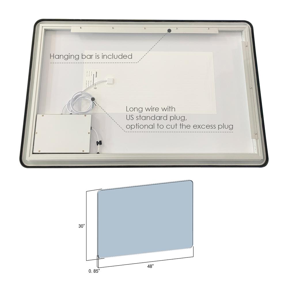 Framed in Matt Black Modern Bathroom/Vanity LED Lighted Wall Mirror. Picture 9