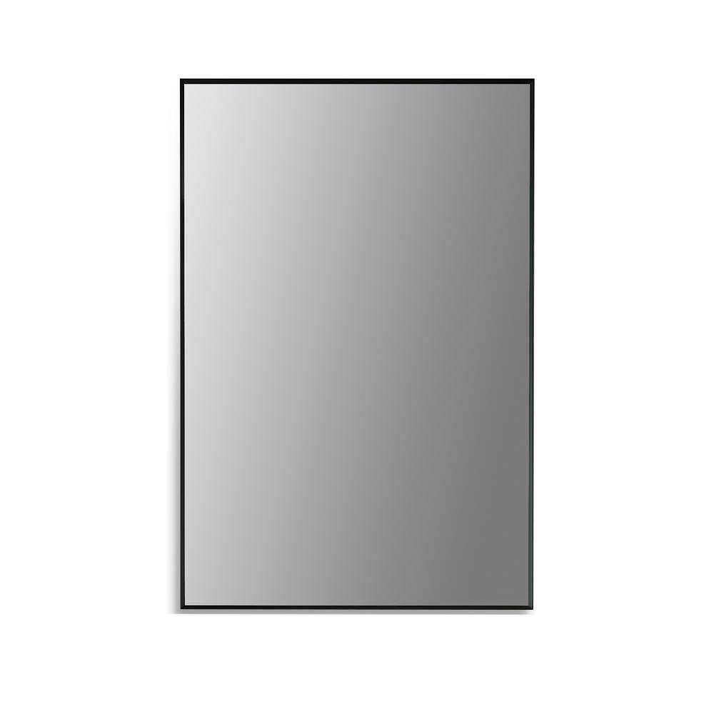 Sassi 24" Rectangle Bathroom/Vanity Matt Black Aluminum Framed Wall Mirror. Picture 1