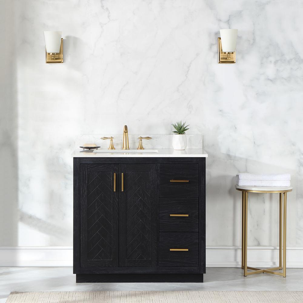 36" Single Bathroom Vanity Set in Black Oak without Mirror. Picture 3