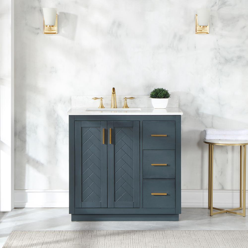 36" Single Bathroom Vanity Set in Classic Blue without Mirror. Picture 3