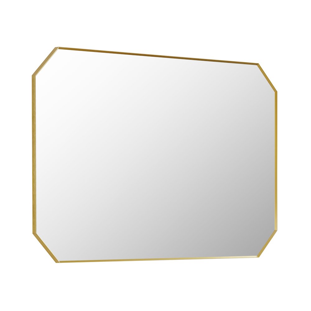 48"x30" Octagon Aluminum Framed in Brushed Gold Modern Bathroom Wall Mirror. Picture 1