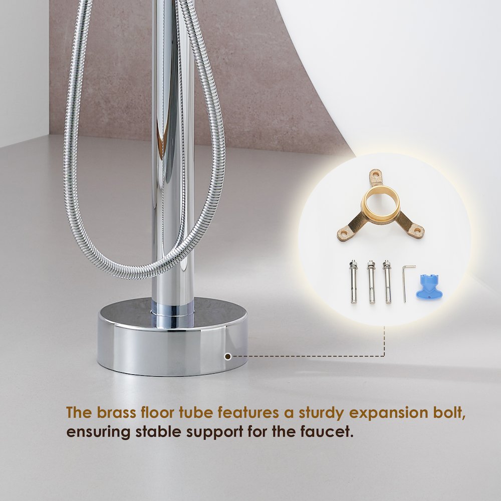 Single Lever Handle Freestanding Floor Mounted Tub Filler. Picture 9