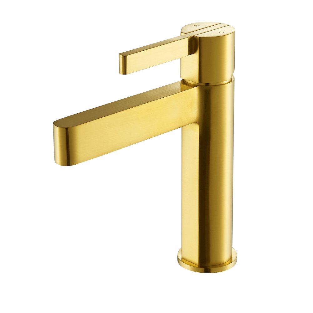 Single Hole Single-Handle Bathroom Faucet in Brushed Gold. Picture 1