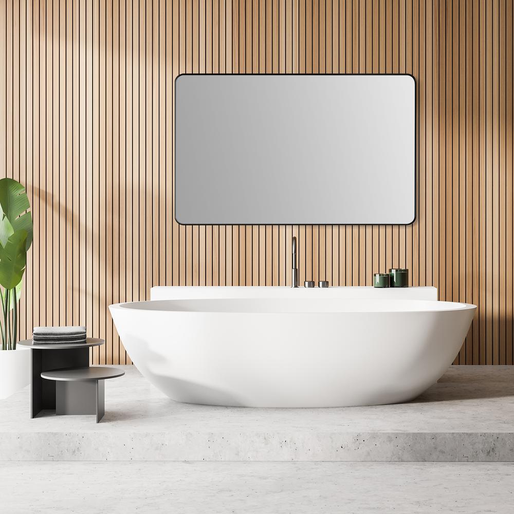 Nettuno 48" Rectangle Bathroom/Vanity Matt Black Aluminum Framed Wall Mirror. Picture 4