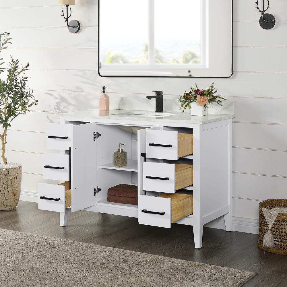 Single Bathroom Cabinet Vanity Base in White without Top and Sink, no Mirror. Picture 4