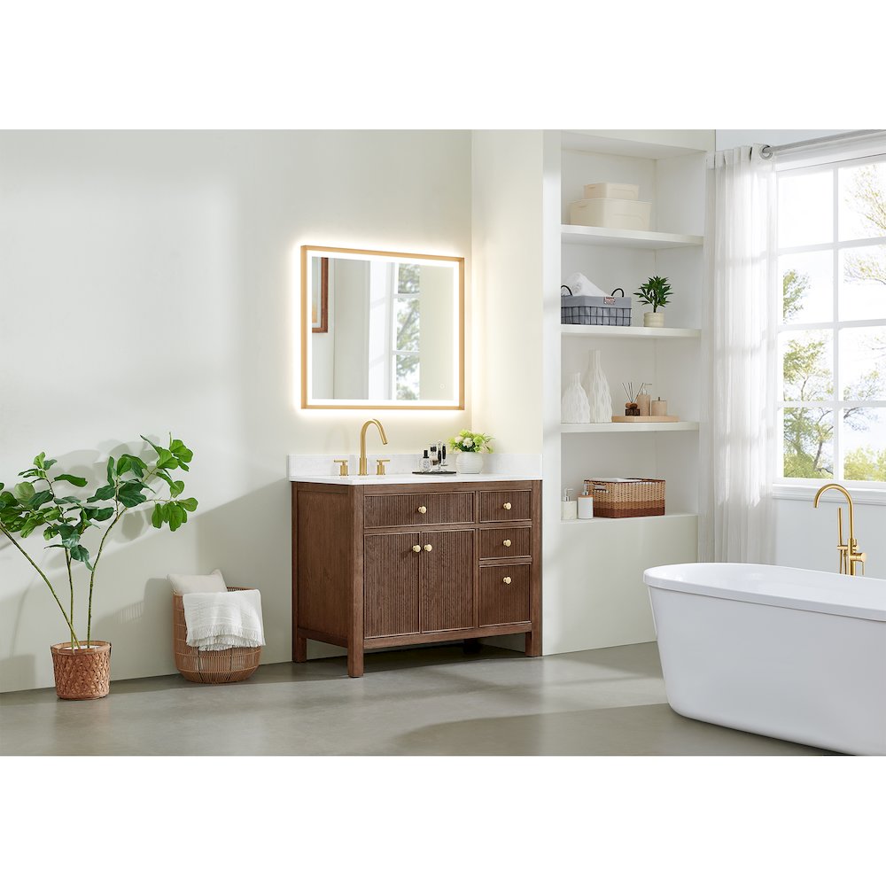 Cerrito 42" Single Bathroom Vanity in Brown Brushed Oak. Picture 16