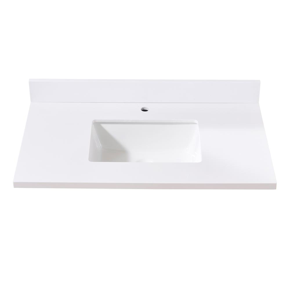 37. in Composite Stone Vanity Top in Snow White with White Sink. Picture 3