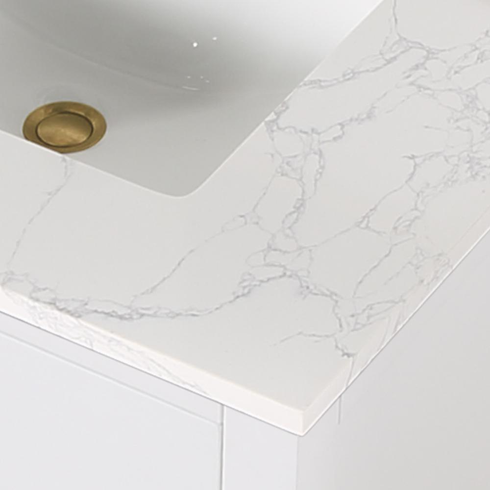 30" Single Bathroom Vanity in White with Mirror. Picture 8